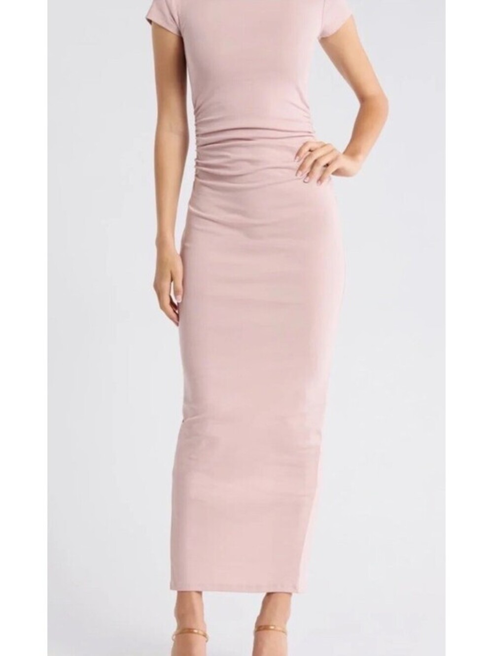 $199 AllSaints Katarina Ruched Maxi Dress Size 6 Pink NWT
